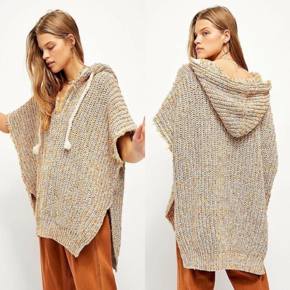 Free People Electric Aura hooded sweater poncho